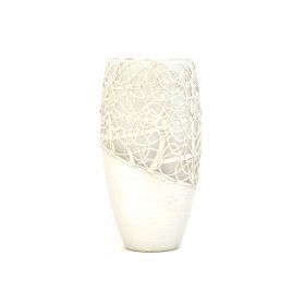 Handpainted Glass Vase for Flowers | Painted Art Glass Oval Vase | Wedding Design | Table vase 12 inch