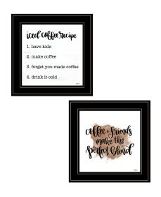 "Coffee & Friends Recipe" 2-Piece Vignette by Imperfect Dust, Ready to Hang Framed Print, Black Frame