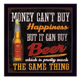 "Money Can't Buy Happiness" By Mollie B., Printed Wall Art, Ready To Hang Framed Poster, Black Frame