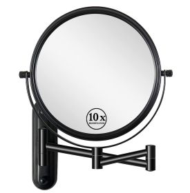 8 Inch Wall Mounted Makeup Vanity Mirror, Double Sided 1x/10x Magnifying Mirror, 360° Swivel with Extension Arm Bathroom Mirror