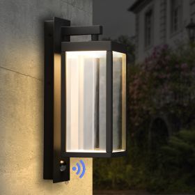Inowel Motion Sensor Outdoor Wall Light Integrated LED Porch Light with Clear Glass Shade 22529