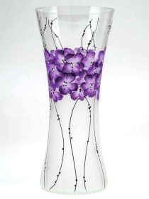 Handpainted Glass Vase | Painted Art Glass Vase | Interior Design Home Decor | Table vase 12 inch