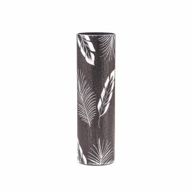 Tropical leaves decorated vase | Glass vase for flowers | Cylinder Vase | Interior Design | Home Decor | Large Floor Vase 16 inch