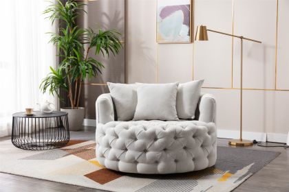Coolmore Modern Akili swivel accent chair barrel chair for hotel living room / Modern leisure chair Beige