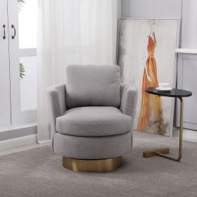 Teddy Swivel Barrel Chair, Swivel Accent Chairs Armchair for Living Room, Reading Chairs for Bedroom Comfy, Round Barrel Chairs with Gold Stainless St