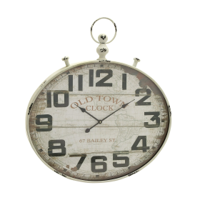 DecMode 36" White Metal Pocket watch Style Wall Clock