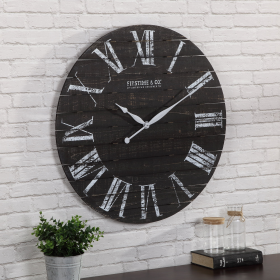 FirsTime & Co. Black Midnight Planks Wall Clock, Farmhouse, Analog, 29 x 2 x 29 in