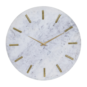 CosmoLiving by Cosmopolitan 20" White Marble Wall Clock with Gold Accents