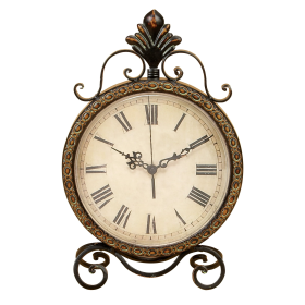 DecMode 17" Brown Metal Scroll Clock