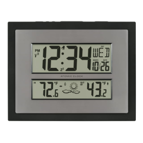 La Crosse Technology Atomic Digital Black & Silver Contemporary Clock, 512-65937-Int