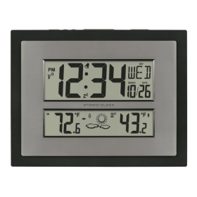 La Crosse Technology Atomic Digital Black & Silver Contemporary Clock, 512-65937-Int