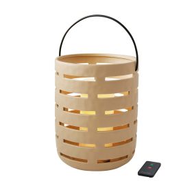 Better Homes & Gardens Large Linen Beige Battery Operated Outdoor Ceramic Lantern with Removable LED Candle Large by Dave & Jenny Marrs