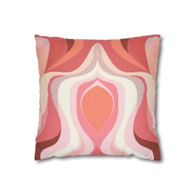 Decorative Throw Pillow Covers With Zipper - Set Of 2, Boho Pink And White Contemporary Art Lined Pattern