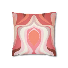 Decorative Throw Pillow Covers With Zipper - Set Of 2, Boho Pink And White Contemporary Art Lined Pattern