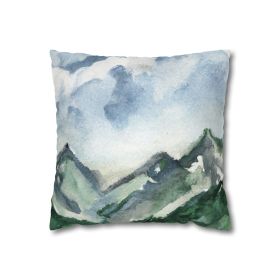 Decorative Throw Pillow Covers With Zipper - Set Of 2, Green Mountainside Nature Landscape Blue Sky Print