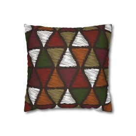 Decorative Throw Pillow Covers With Zipper - Set Of 2, Forest Green And White Tribal Quilting Fabric Print