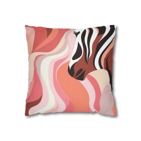 Decorative Throw Pillow Covers With Zipper - Set Of 2, Boho Pink And White Contemporary Art Lines