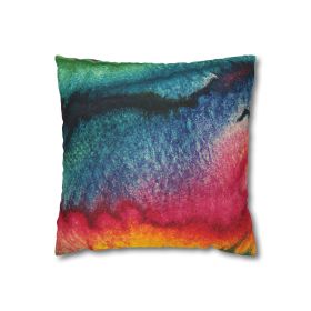 Decorative Throw Pillow Covers With Zipper - Set Of 2, Multicolor Watercolor Abstract Print