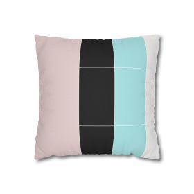 Decorative Throw Pillow Covers With Zipper - Set Of 2, Pastel Colorblock Pink/black/blue