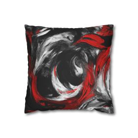 Decorative Throw Pillow Covers With Zipper - Set Of 2, Decorative Black Red White Abstract Seamless Pattern