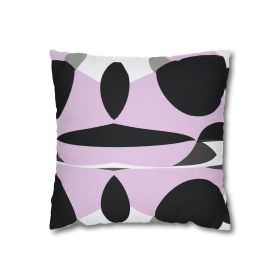 Decorative Throw Pillow Covers With Zipper - Set Of 2, Geometric Lavender And Black Pattern