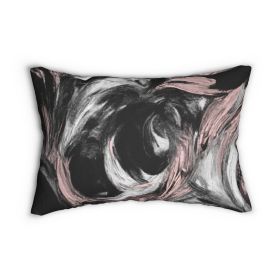 Decorative Lumbar Throw Pillow - Black Pink White Abstract Pattern
