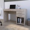 Computer Desk Limestone, Two Drawers, Light Gray Finish