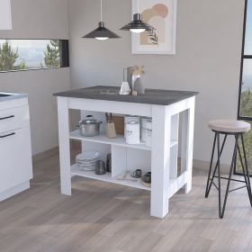 Kitchen Island Dozza, Three Shelves, White / Onyx Finish