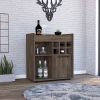 Bar Cabinet Dext, Two Concealed Shelves, Six Wine Cubbies, Dark Walnut Finish