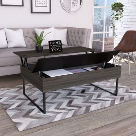 Lift Top Coffee Table Wuzz, Two Legs, Two Shelves, Carbon Espresso / Black Wengue Finish