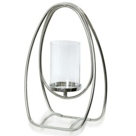 Asha - Steel Metal And Clear Glass One Light Hurricane Candle Holder - Chrome Finish - Large