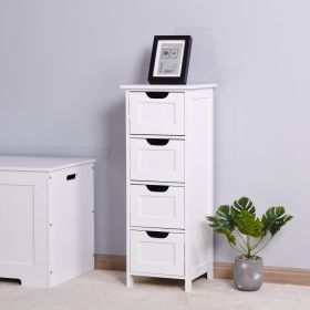 White Bathroom Storage Cabinet, Freestanding Cabinet with Drawers