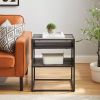 Modern Wood and Metal Side Table with Open Storage