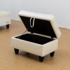 White Faux Leather Synthetic Leather Storage Ottoman