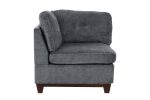 Modular Living Room Furniture Corner Wedge Ash Chenille Fabric 1pc Cushion Wedge Sofa Couch Exposed Wooden base