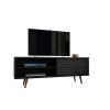 Manhattan Comfort Liberty 62.99" Mid-Century Modern TV Stand with 3 Shelves and 2 Doors in Black