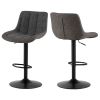 Grey Pu Leather Swivel Adjustable Height Bar Stool Chair For Kitchen(Set of 2)