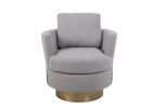 Teddy Swivel Barrel Chair, Swivel Accent Chairs Armchair for Living Room, Reading Chairs for Bedroom Comfy, Round Barrel Chairs with Gold Stainless St