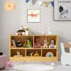 Kids 2-Shelf Bookcase 5-Cube Wood Toy Storage Cabinet Organizer