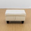 White Faux Leather Synthetic Leather Storage Ottoman