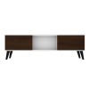 Manhattan Comfort Doyers 62.20 Mid-Century Modern TV Stand in White and Nut Brown
