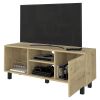 Tv Stand for TV´s up 43" Three Open Shelves Fredericia, One Cabinet, Light Oak Finish