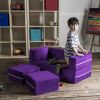 Jaxx Zipline Modular Kids Loveseat & Ottomans, Grape