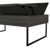 Lift Top Coffee Table Wuzz, Two Legs, Two Shelves, Carbon Espresso / Black Wengue Finish