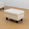 White Faux Leather Synthetic Leather Storage Ottoman