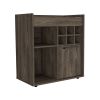 Bar Cabinet Dext, Two Concealed Shelves, Six Wine Cubbies, Dark Walnut Finish