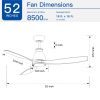 52 in.Outdoor/Indoor Integrated LED Natural Imitation  Modern Ceiling Fan with Lights and Remote Control