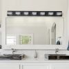 LED Modern Black Vanity Lights, 7-Lights Acrylic Matte Black Bathroom Vanity Lights Over Mirror