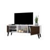 Manhattan Comfort Doyers 62.20 Mid-Century Modern TV Stand in White and Nut Brown