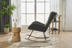 Rocking Chair Nursery, Solid Wood Legs Reading Chair with Teddy Fabric Upholstered , Nap Armchair for Living Rooms, Bedrooms, Offices, Best Gift,Green